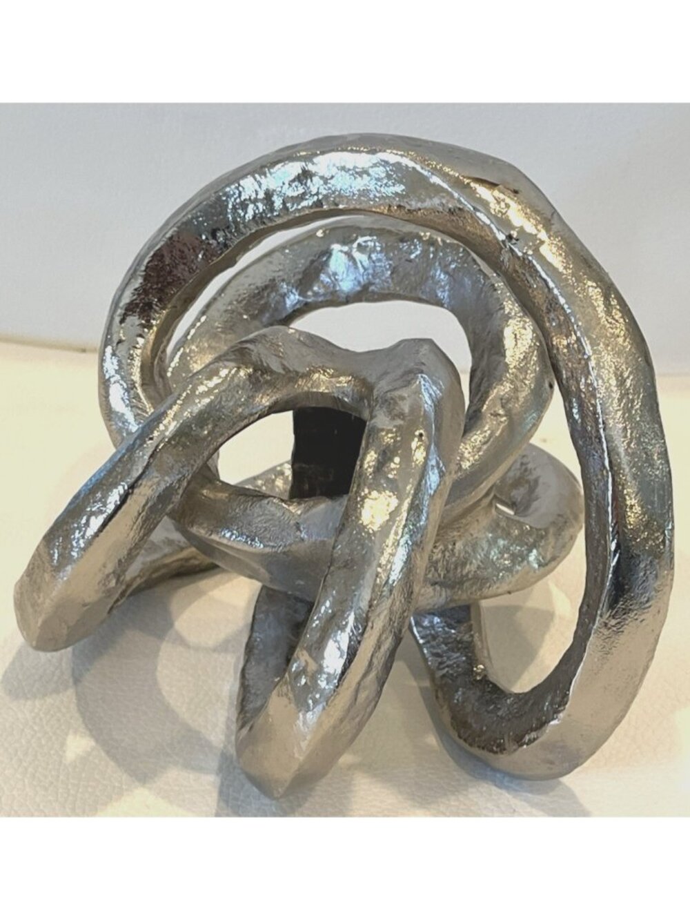 Regina Andrew Polished Nickel Metal Silver Knot Abstract Sculpture Decor